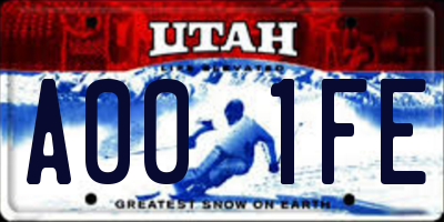 UT license plate A001FE