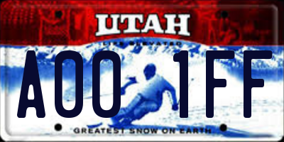 UT license plate A001FF