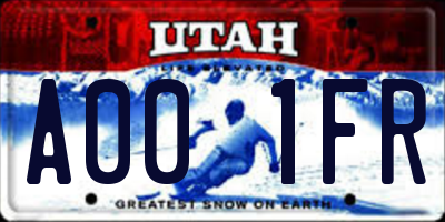 UT license plate A001FR