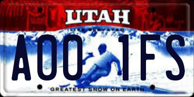 UT license plate A001FS