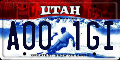 UT license plate A001GI