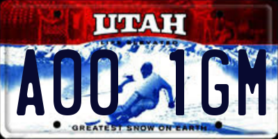 UT license plate A001GM