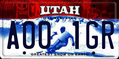 UT license plate A001GR