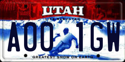 UT license plate A001GW