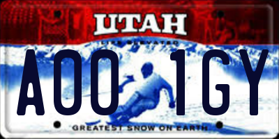 UT license plate A001GY