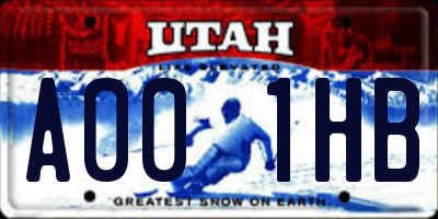 UT license plate A001HB