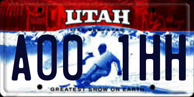 UT license plate A001HH