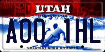 UT license plate A001HL