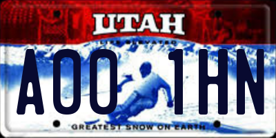 UT license plate A001HN