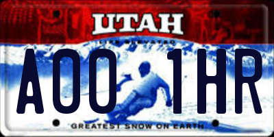 UT license plate A001HR