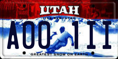 UT license plate A001II