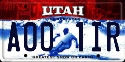 UT license plate A001IR