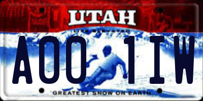 UT license plate A001IW