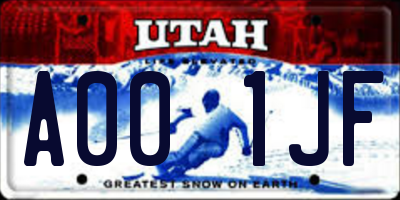 UT license plate A001JF