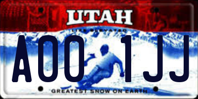 UT license plate A001JJ