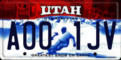 UT license plate A001JV