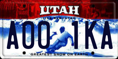 UT license plate A001KA