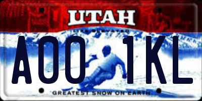 UT license plate A001KL