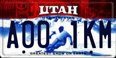 UT license plate A001KM