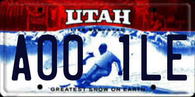 UT license plate A001LE