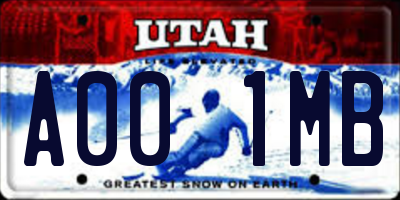 UT license plate A001MB