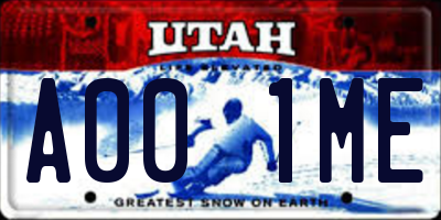 UT license plate A001ME