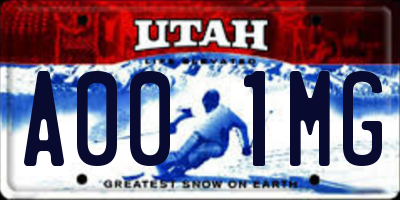 UT license plate A001MG