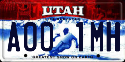 UT license plate A001MH