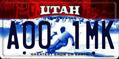 UT license plate A001MK