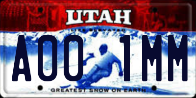 UT license plate A001MM