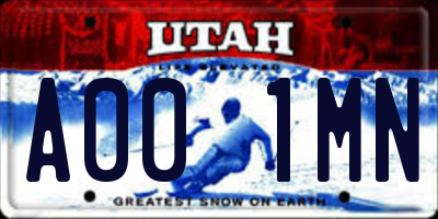 UT license plate A001MN