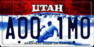 UT license plate A001MO