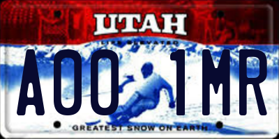 UT license plate A001MR