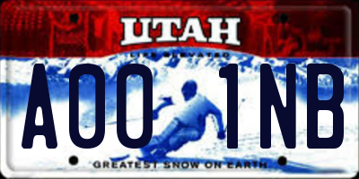 UT license plate A001NB