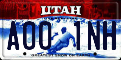 UT license plate A001NH