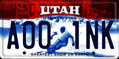 UT license plate A001NK