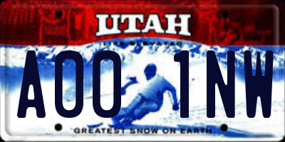 UT license plate A001NW