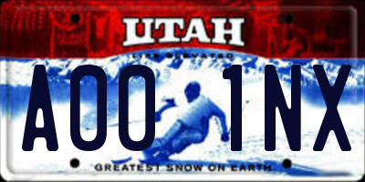 UT license plate A001NX