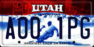 UT license plate A001PG