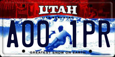 UT license plate A001PR