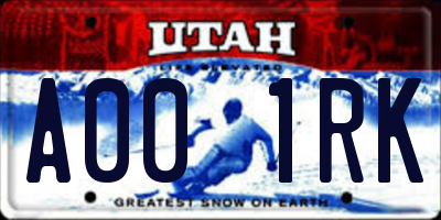 UT license plate A001RK