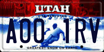 UT license plate A001RV