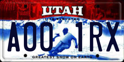 UT license plate A001RX