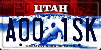 UT license plate A001SK