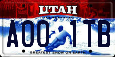 UT license plate A001TB