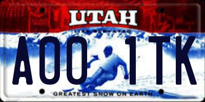 UT license plate A001TK