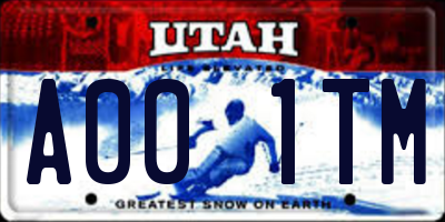 UT license plate A001TM