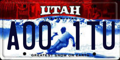 UT license plate A001TU