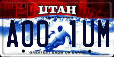 UT license plate A001UM