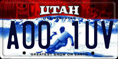 UT license plate A001UV